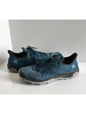 Salomon OUTbound Prism GTX Shoes Men Size 10 Blue Hiking Gore-Tex Trail Sneakers